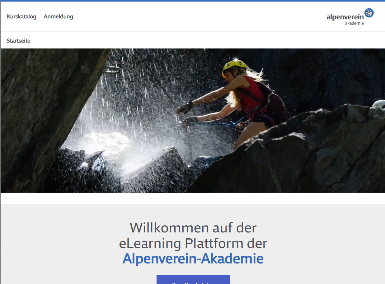 Startseite der E-Learning Plattform der Alpenverein Akademie
