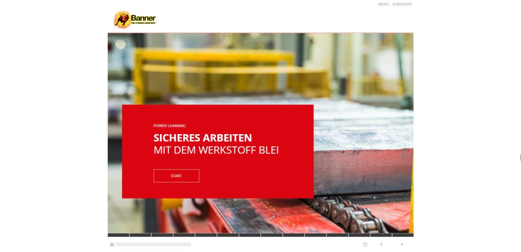 Unterweisung zu sicherem Arbeiten mit Blei - Power Learning E-Learning Plattform (LMS eFront basic mit maßgeschneiderten Erweiterungen) von Banner Batterien