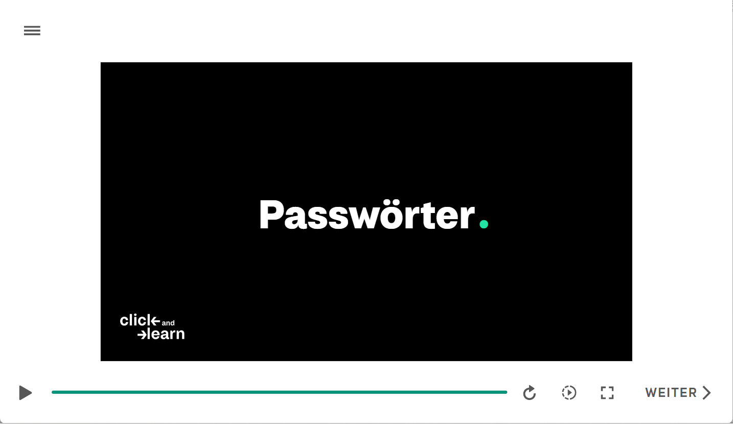 Web-based Training zum Thema "Passwörter" im Rahmen der Lernkampagne zu Cyber Security