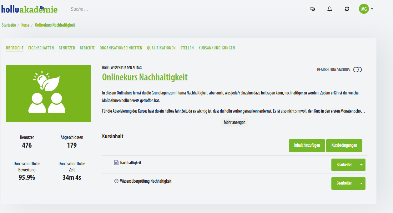 Ansicht Onlinekurs holluakademie efront